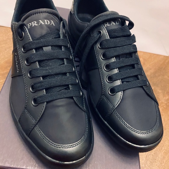 Prada Men's Nylon Leather Sneaker, Black 4E2845 - Picture 2 of 12